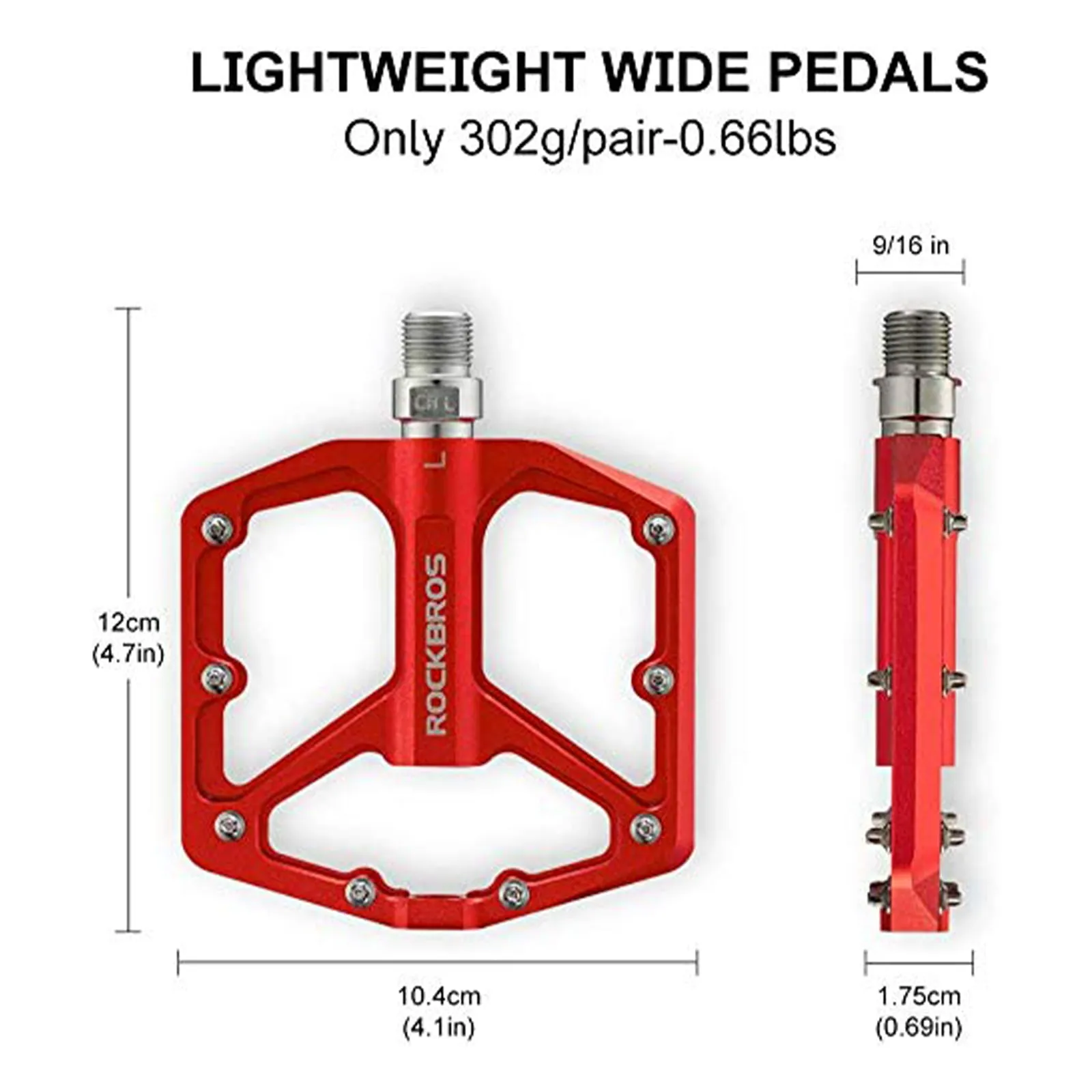 ROCKBROS Bike Pedals Ultra Lightweight Flat  Pedals 9/16 Inch (Pair)