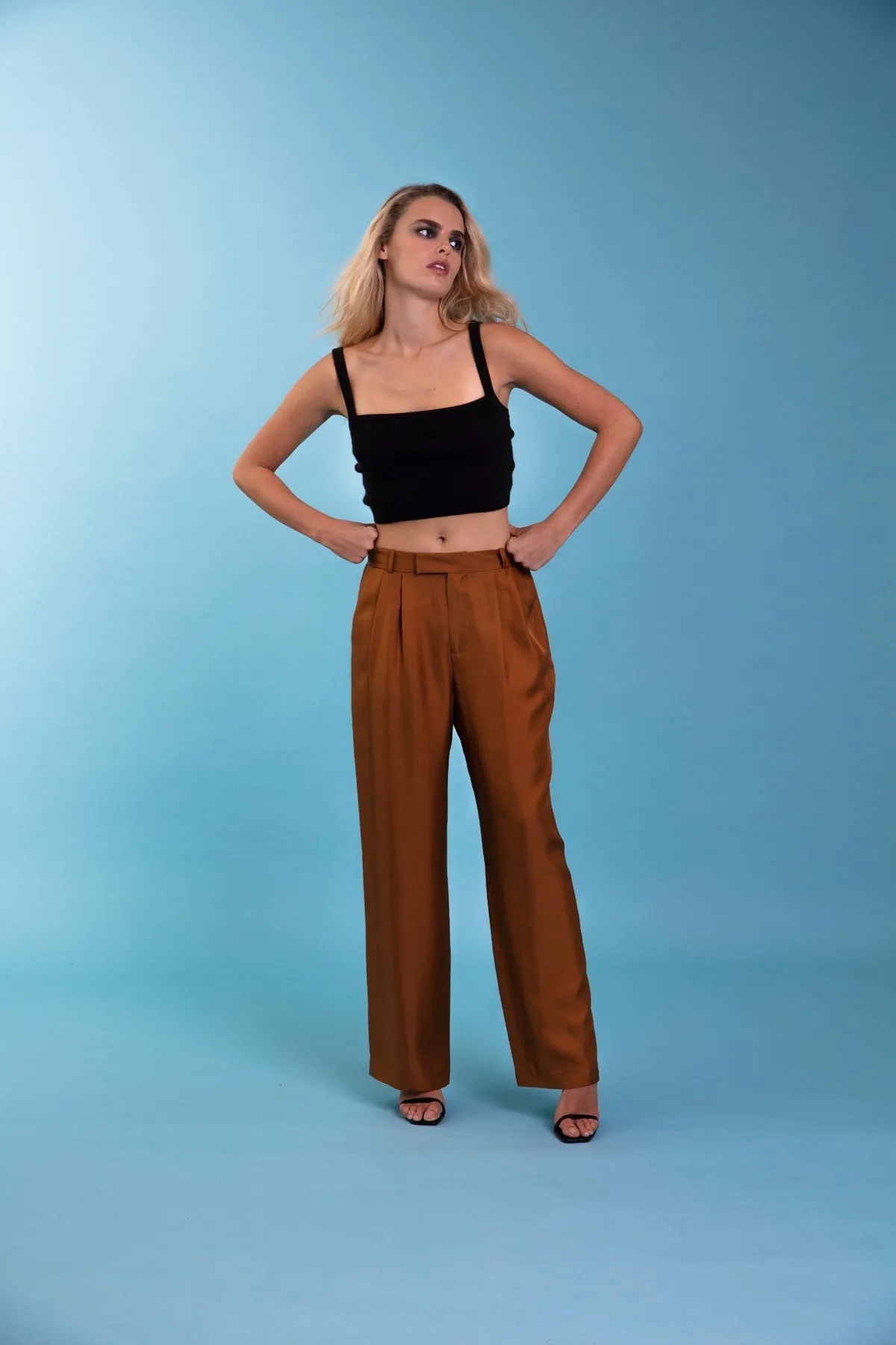 Salinas Silk Trouser Caramel Woman