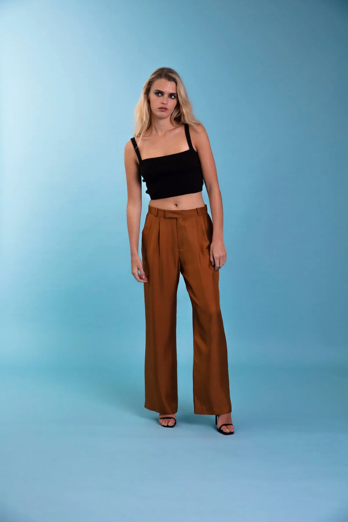 Salinas Silk Trouser Caramel Woman