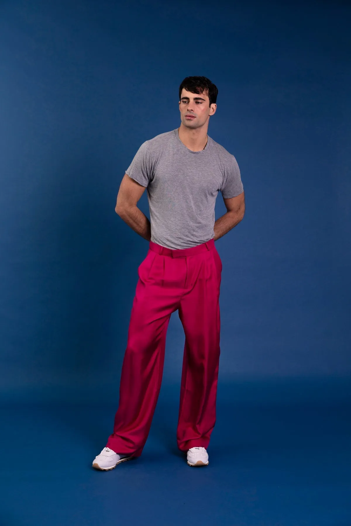 Salinas Silk Trouser Fuscia Man