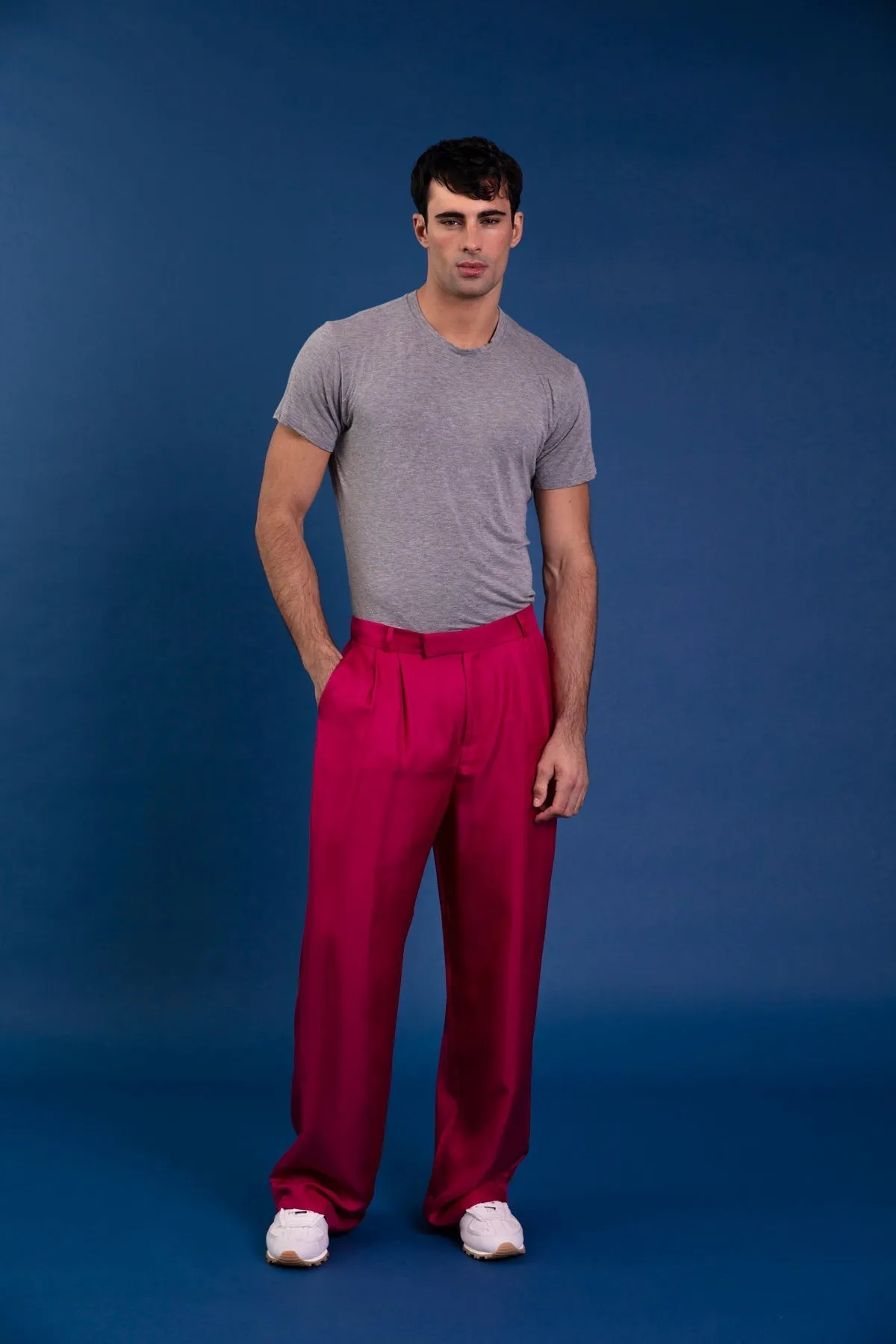 Salinas Silk Trouser Fuscia Man