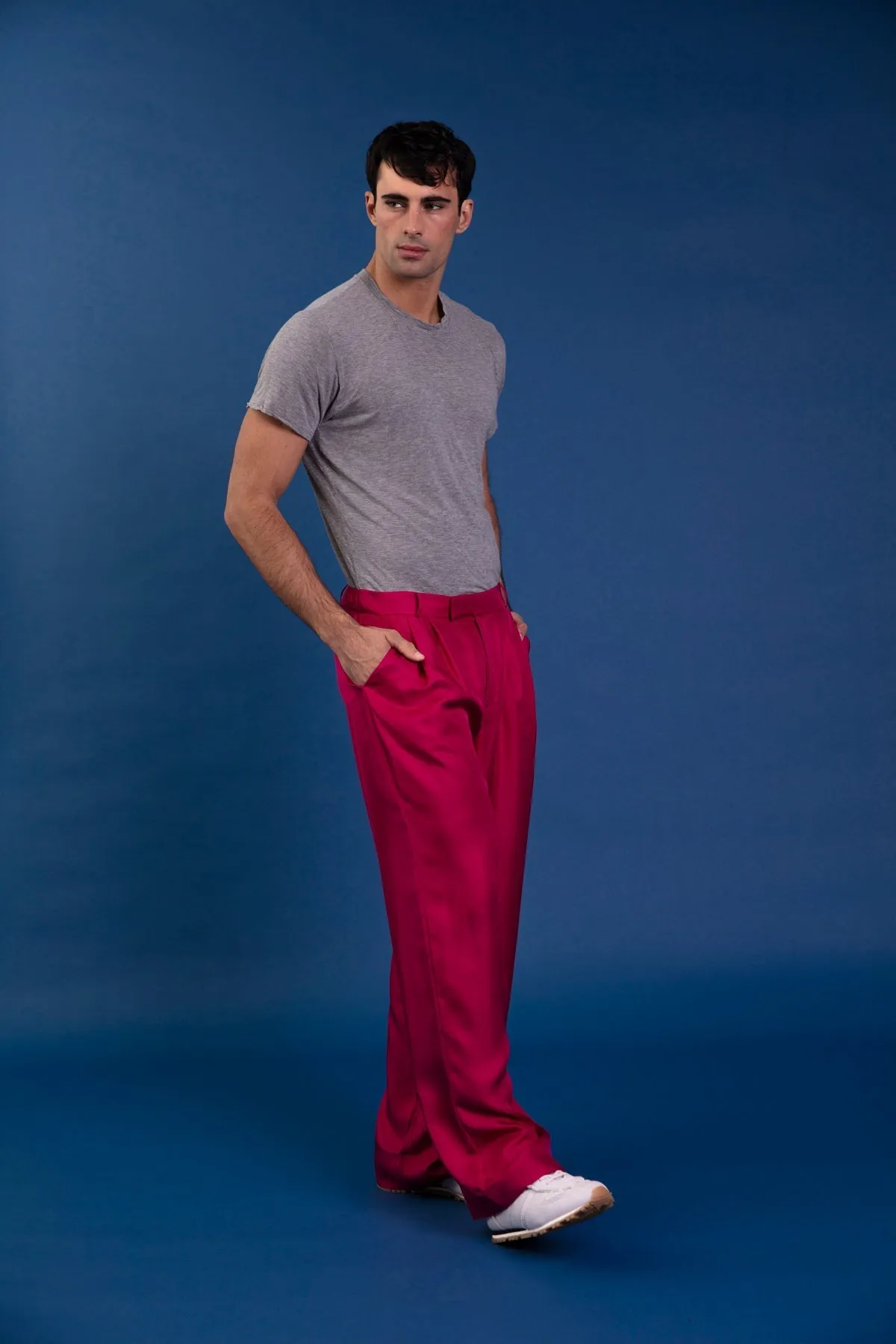 Salinas Silk Trouser Fuscia Man
