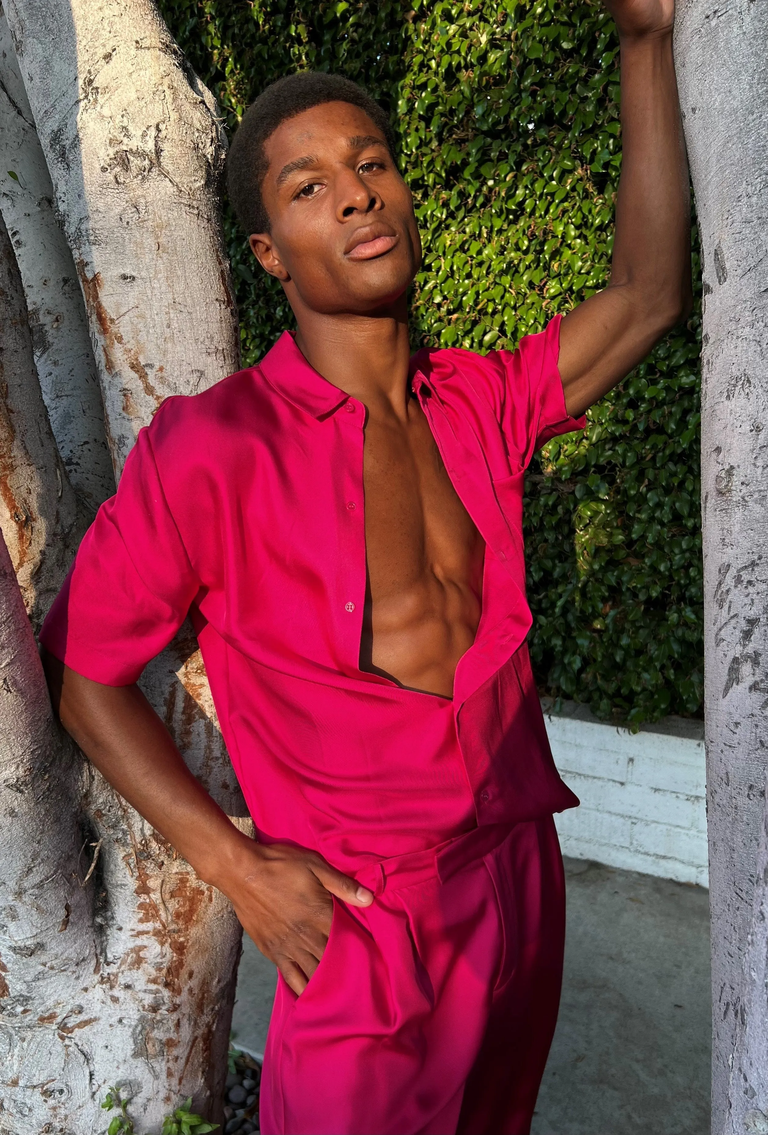 Salinas Silk Trouser Fuscia Man