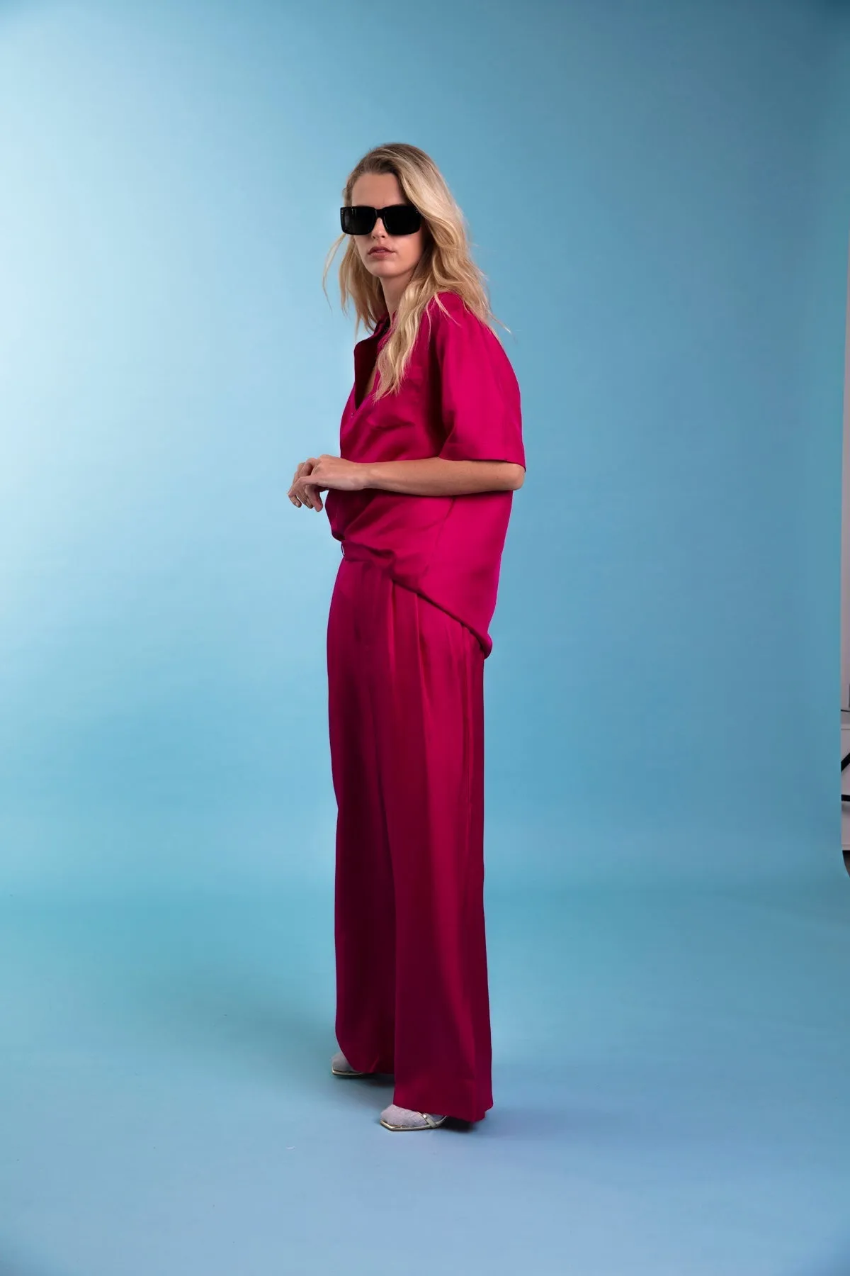 Salinas Silk Trouser Fuscia Woman