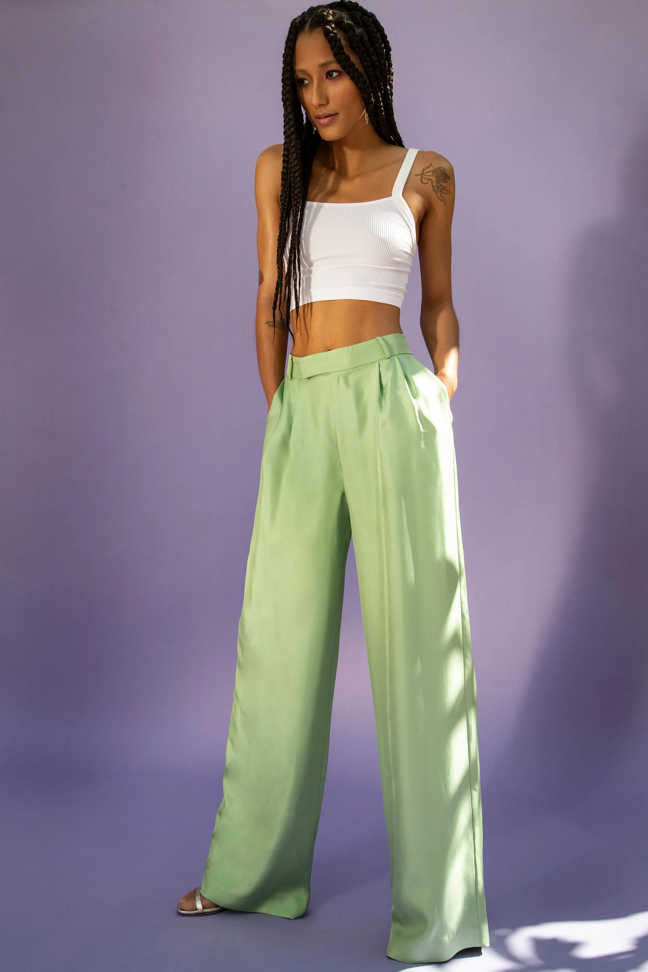 Salinas Silk Trouser Pistachio Woman