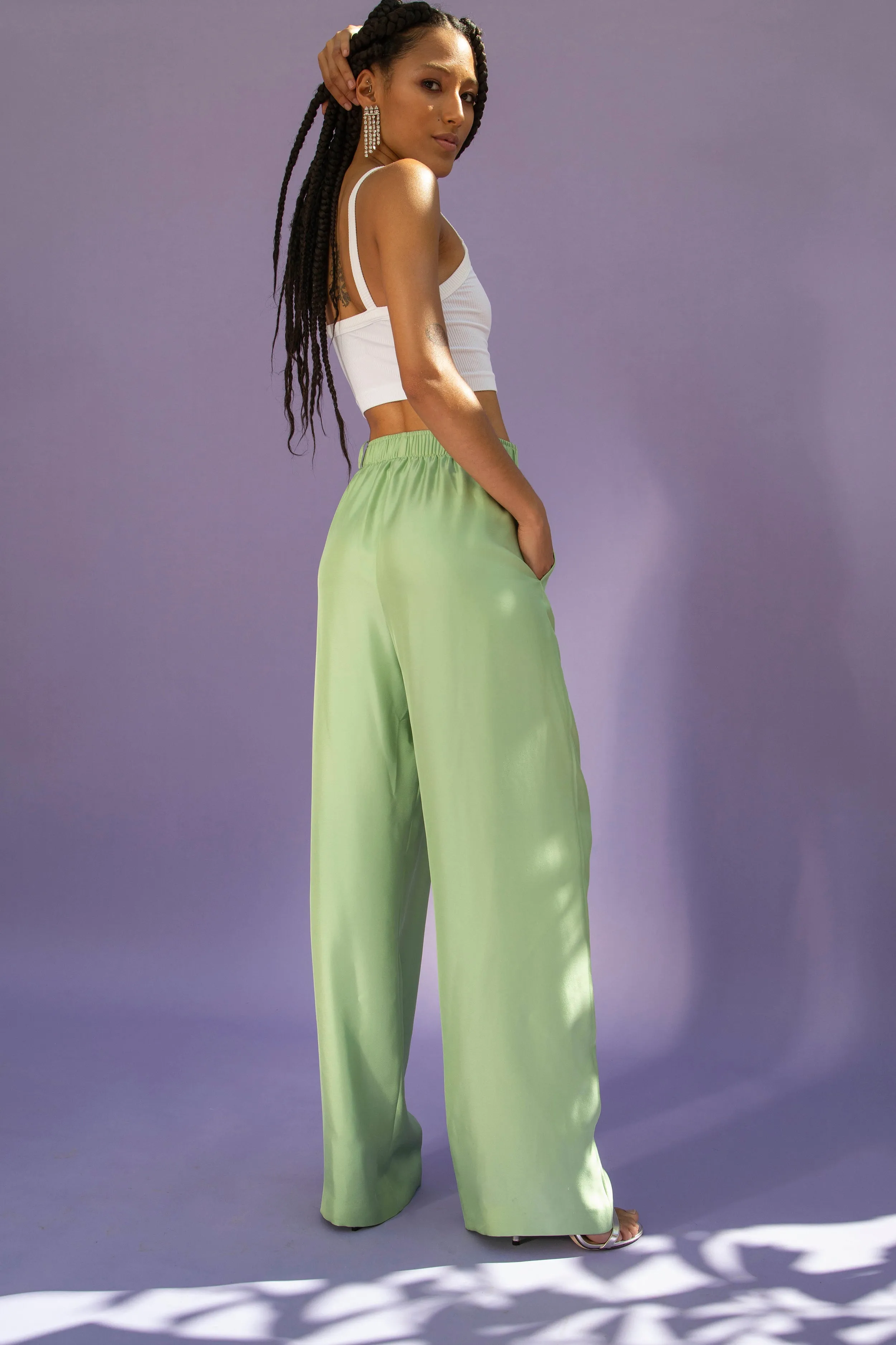 Salinas Silk Trouser Pistachio Woman