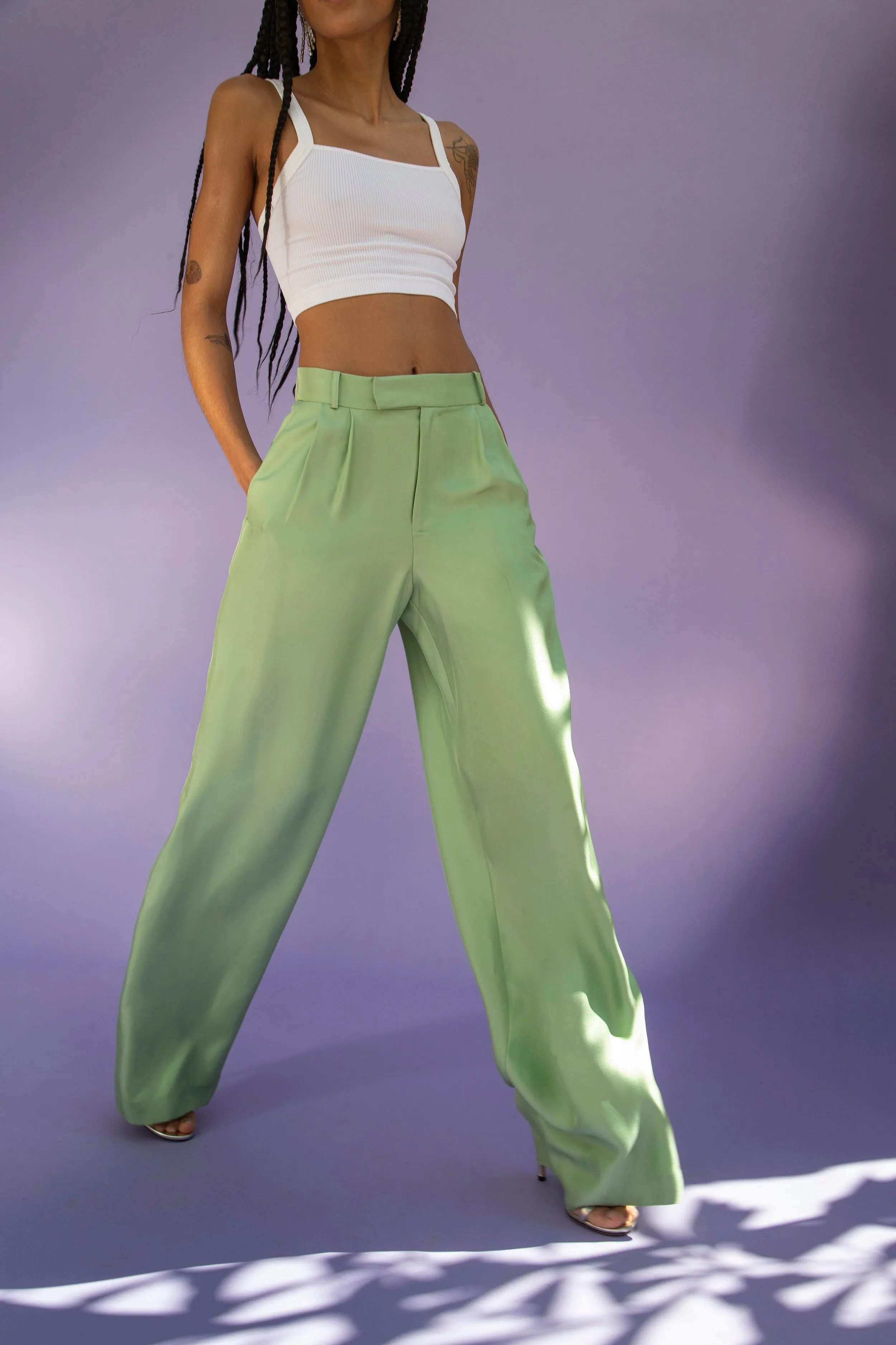 Salinas Silk Trouser Pistachio Woman
