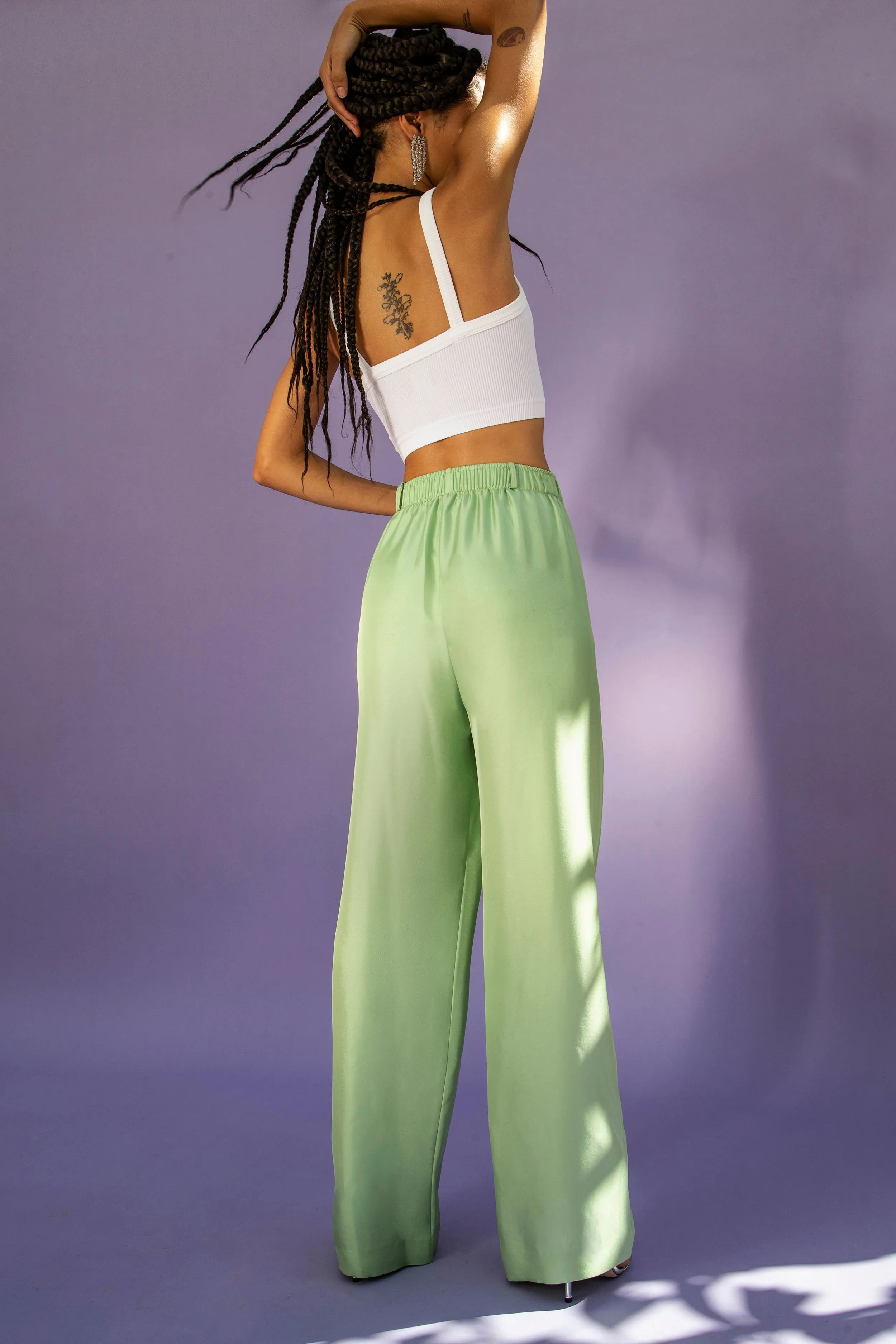 Salinas Silk Trouser Pistachio Woman