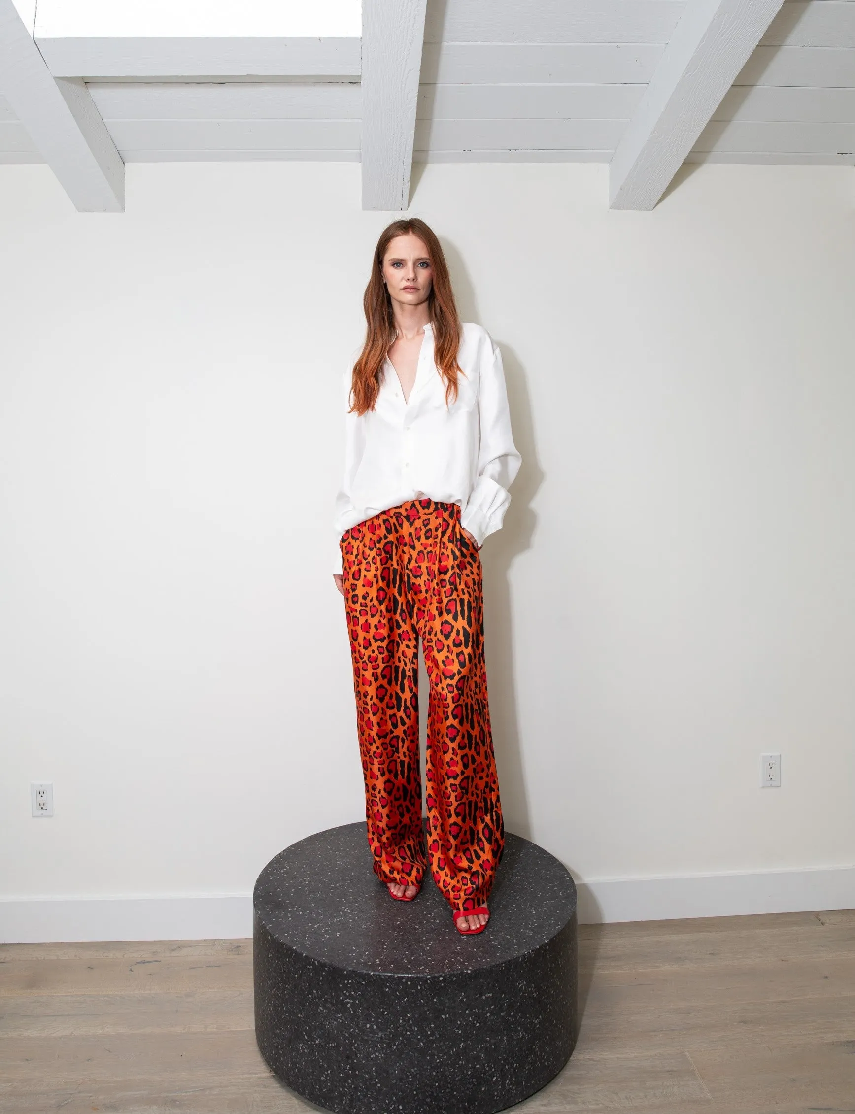 Salinas Silk Trouser Red Jaguar Woman