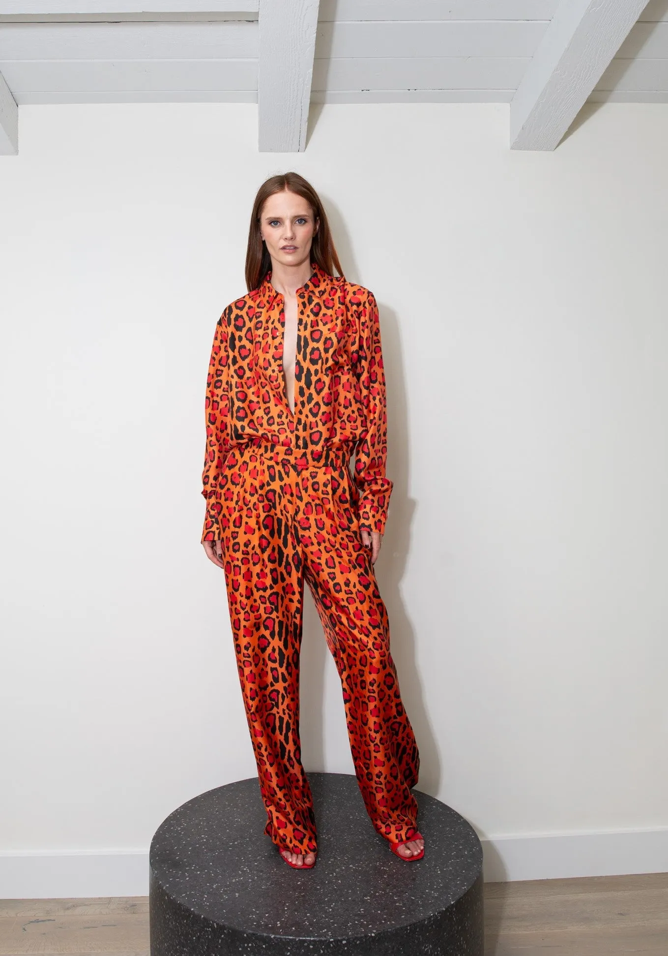 Salinas Silk Trouser Red Jaguar Woman