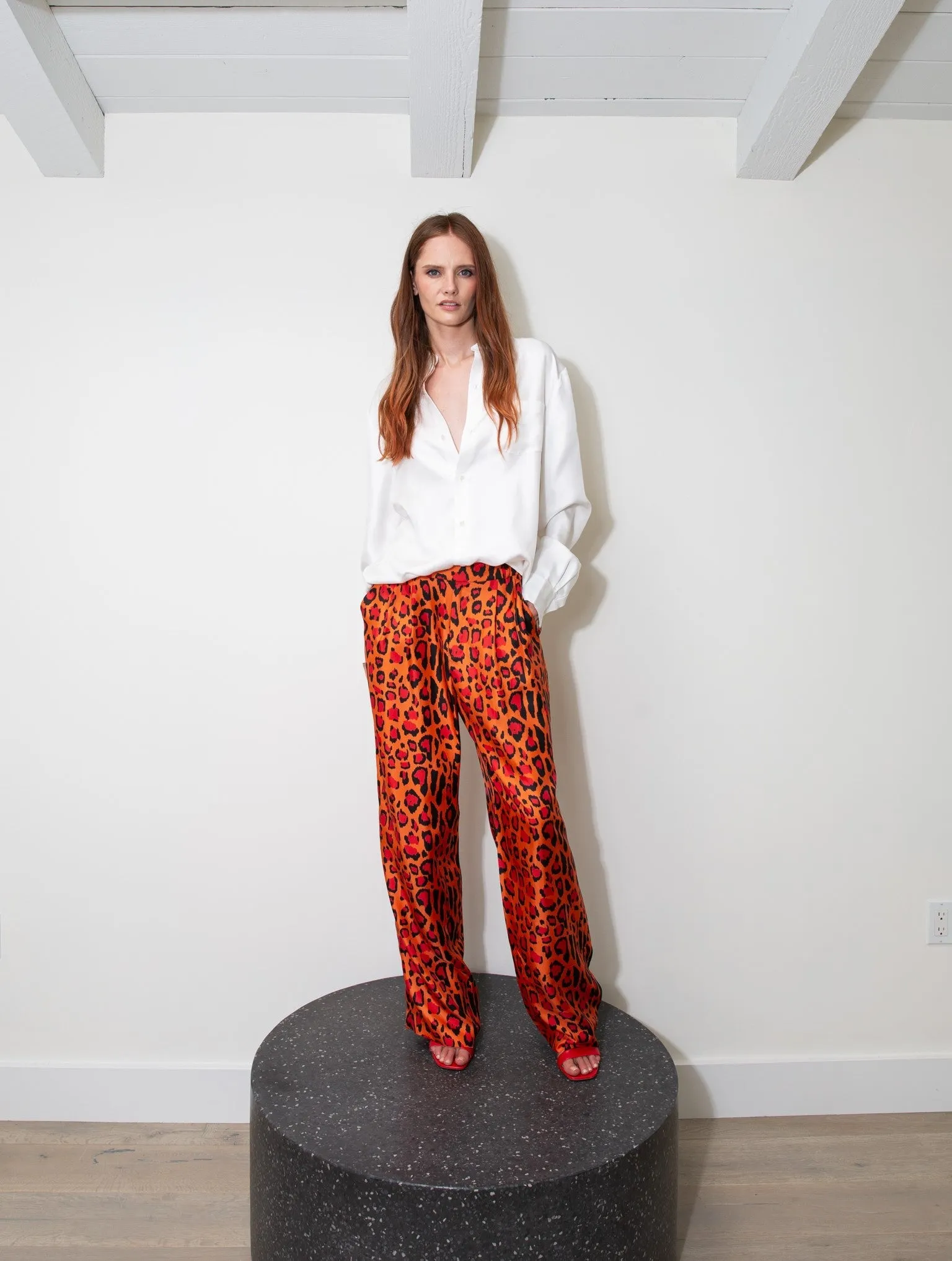 Salinas Silk Trouser Red Jaguar Woman