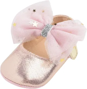 Shoes for Girls Size 9 Toddler Baby Shoes Mary Girls Dress Rubber Flat Sole Bowknot 18 24 Month Baby Shoes