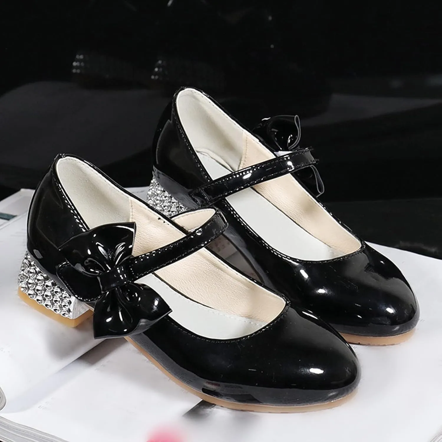 Shoes Low Heel Toddler Girls Dress Shoes Cute Bowknot Patent Mary Jane Flower Girls Wedding School Mary Jane Heels