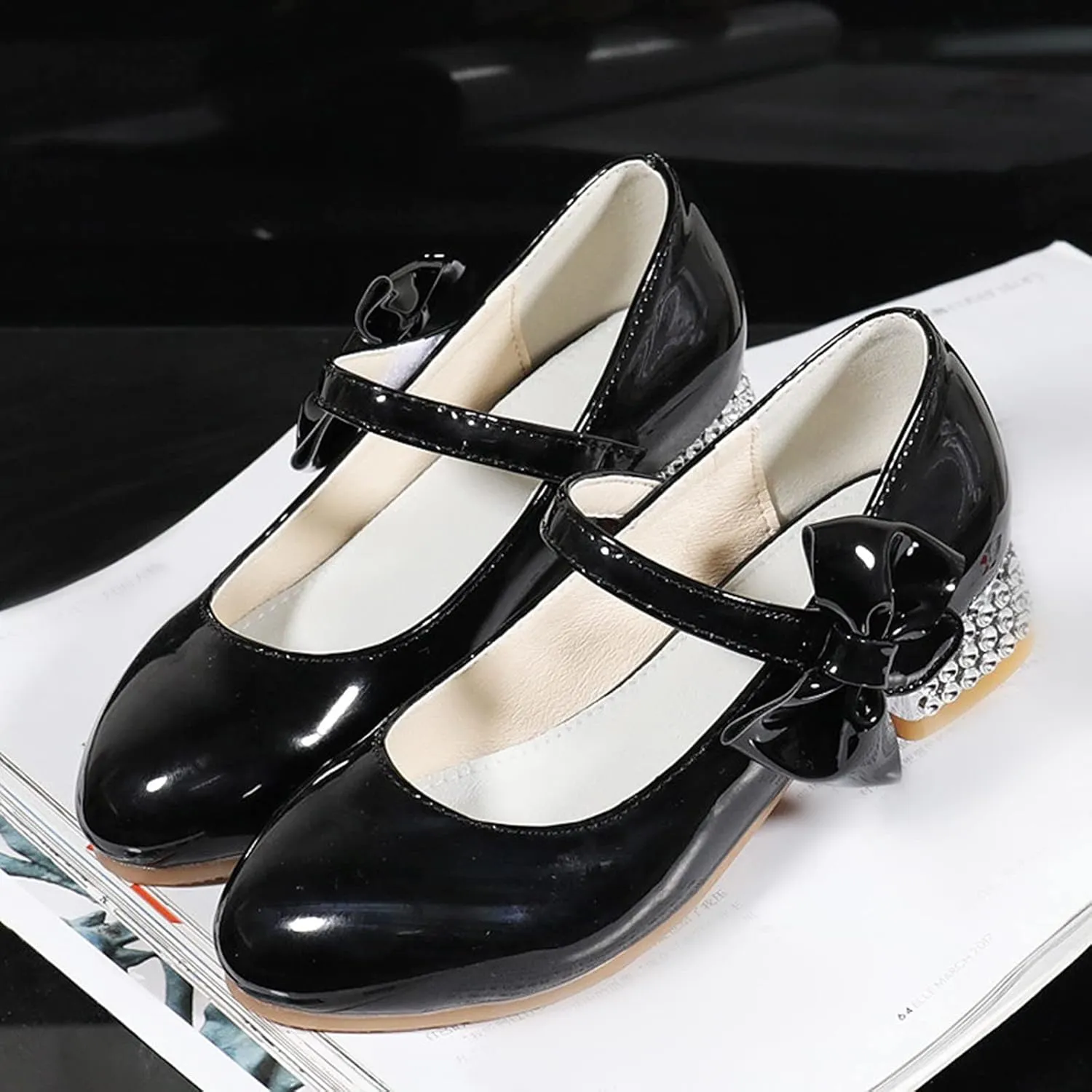 Shoes Low Heel Toddler Girls Dress Shoes Cute Bowknot Patent Mary Jane Flower Girls Wedding School Mary Jane Heels