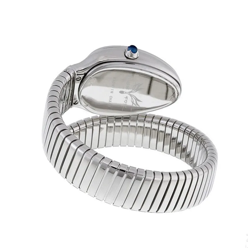 SSFOX Watch Middle East Explosive Ladies Fashion Personality Snake Head Bracelet Stainless Steel Diamond Snake Watch Women