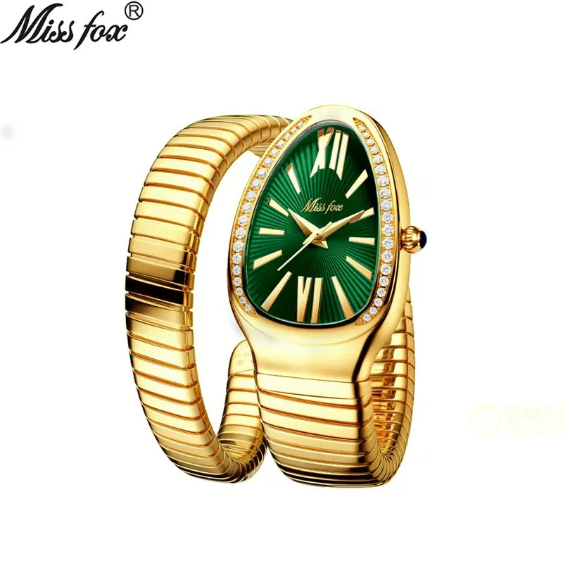 SSFOX Watch Middle East Explosive Ladies Fashion Personality Snake Head Bracelet Stainless Steel Diamond Snake Watch Women