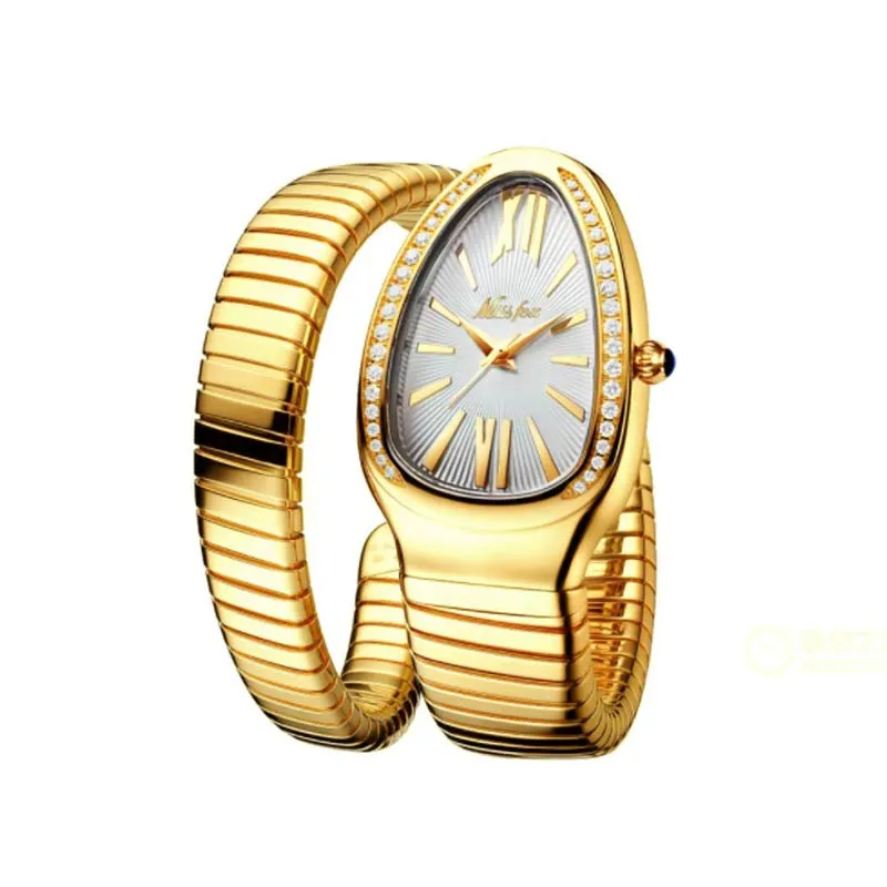 SSFOX Watch Middle East Explosive Ladies Fashion Personality Snake Head Bracelet Stainless Steel Diamond Snake Watch Women