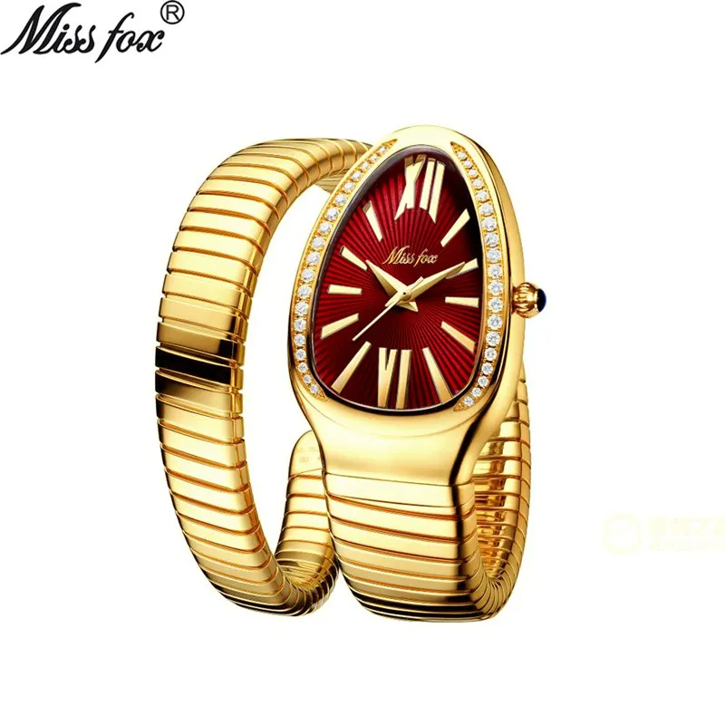 SSFOX Watch Middle East Explosive Ladies Fashion Personality Snake Head Bracelet Stainless Steel Diamond Snake Watch Women