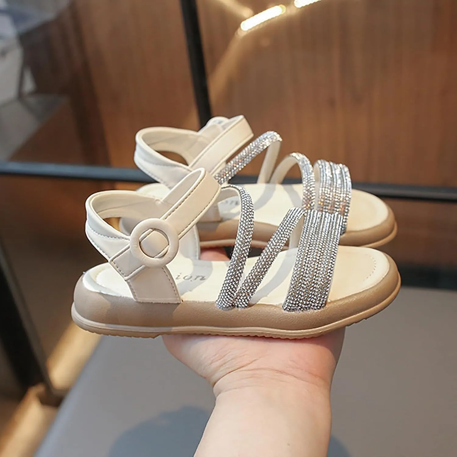 Toddler Flower Girl Sandals Girl Summer Dress Shoes Toddler Little Kid Roman Crystal Sandals Girls High Heels Sandals