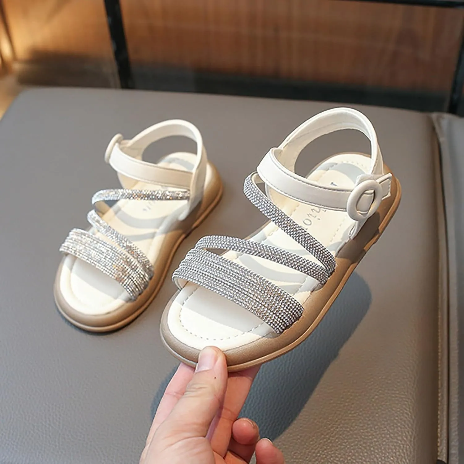 Toddler Flower Girl Sandals Girl Summer Dress Shoes Toddler Little Kid Roman Crystal Sandals Girls High Heels Sandals