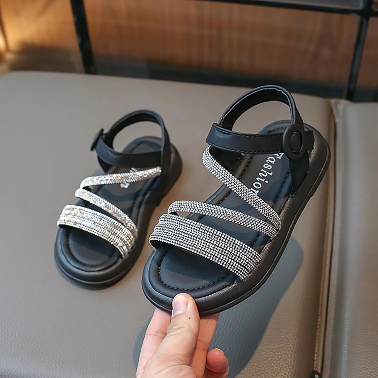Toddler Flower Girl Sandals Girl Summer Dress Shoes Toddler Little Kid Roman Crystal Sandals Girls High Heels Sandals