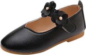 Toddler Girls Leather Dress Shoes Flower Girl Flat Bow Mary Jane Wedding Party Flower Shoes Girls Dance Shoes
