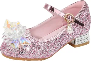 Toddler Heels Toddler Little Kid Girls Dress Pumps Glitter Sequins Princess Flower Sliders Sandals for Girls
