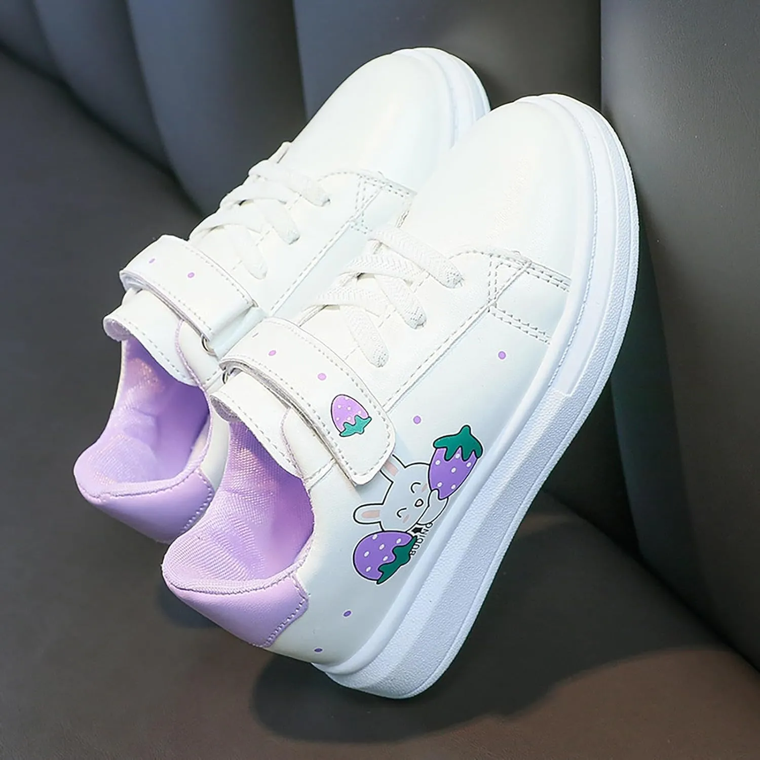 Toddler Sneakers for Girls Cue Cartoon Lightweight Leather Upper Sneakers Canvas Shoes Casual Athletic Shoes Kids