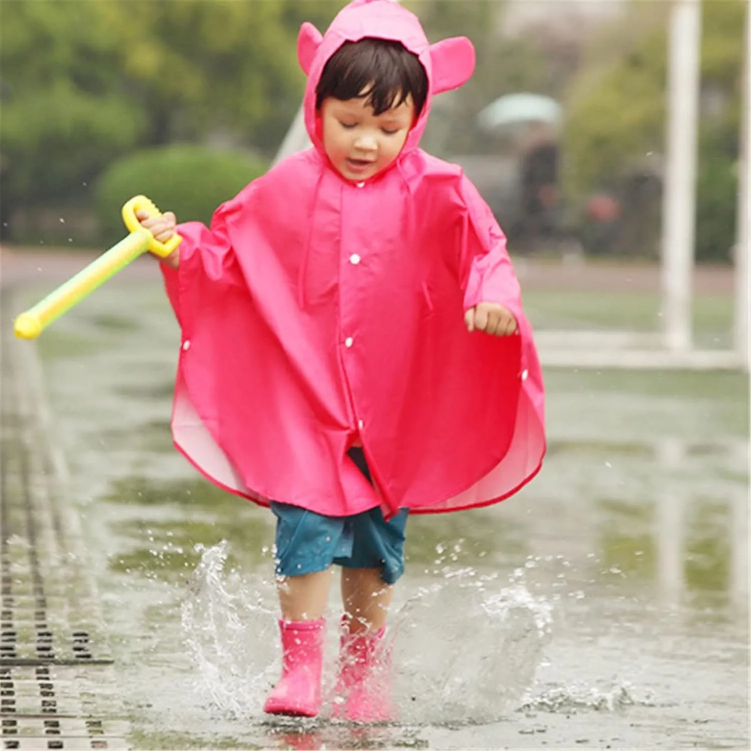 Unisex-Child Solid Rain Boots Baby Kids Easy On Rain Shoes Boots For Toddler Little Kid Lightweight Rainy Boys Boots