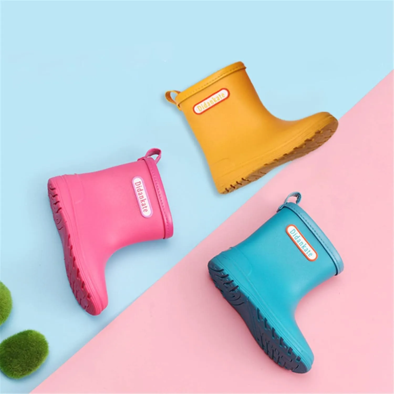 Unisex-Child Solid Rain Boots Baby Kids Easy On Rain Shoes Boots For Toddler Little Kid Lightweight Rainy Boys Boots