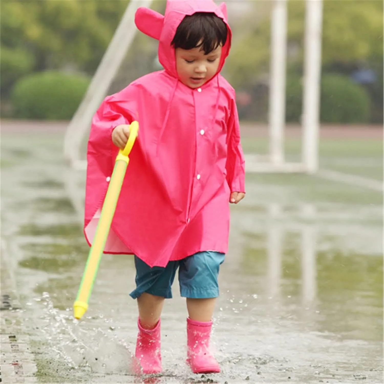 Unisex-Child Solid Rain Boots Baby Kids Easy On Rain Shoes Boots For Toddler Little Kid Lightweight Rainy Boys Boots