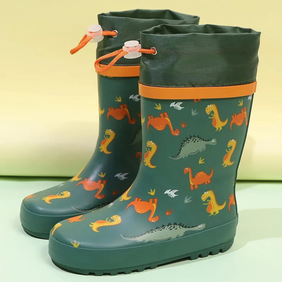 Waterproof Rain Boots for Toddler and Kids - Boys Girls Rubber Rain Boots with Easy on Handles for Outdoor Playing