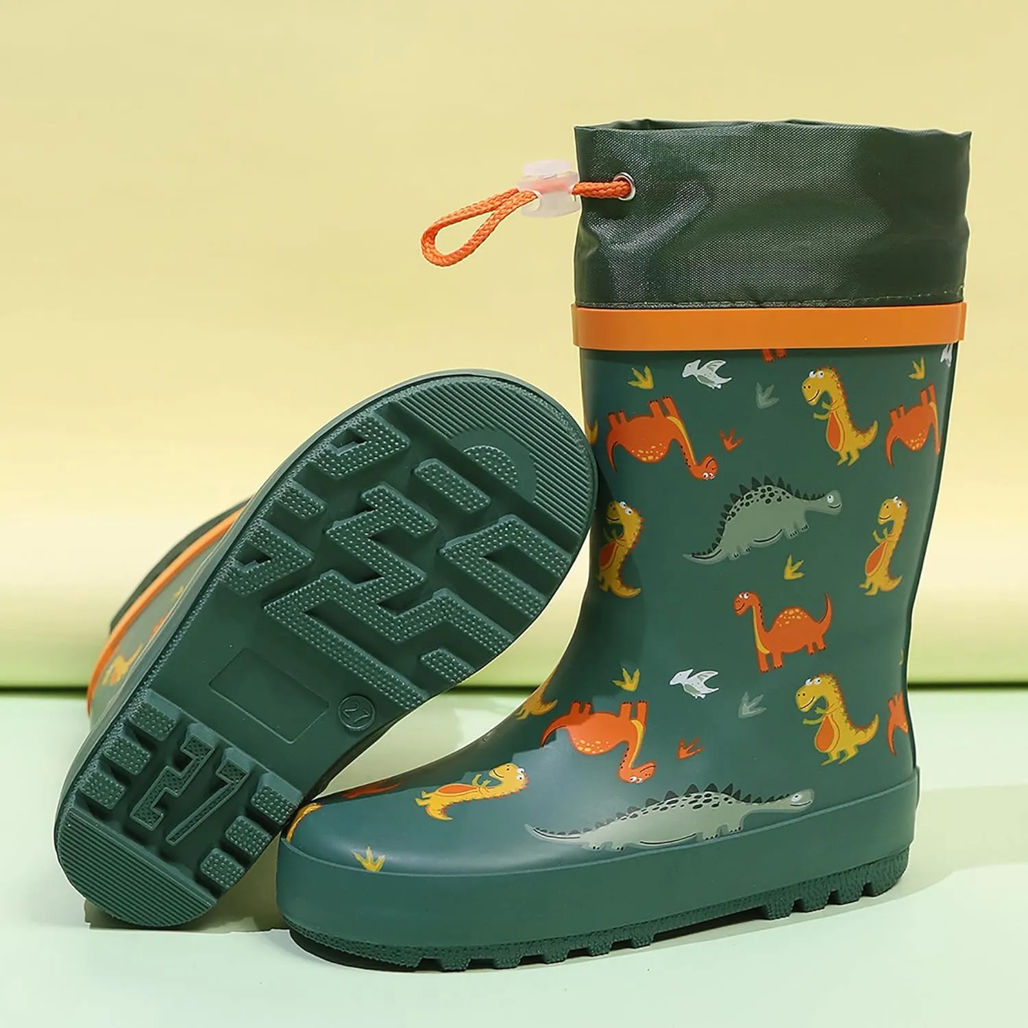 Waterproof Rain Boots for Toddler and Kids - Boys Girls Rubber Rain Boots with Easy on Handles for Outdoor Playing