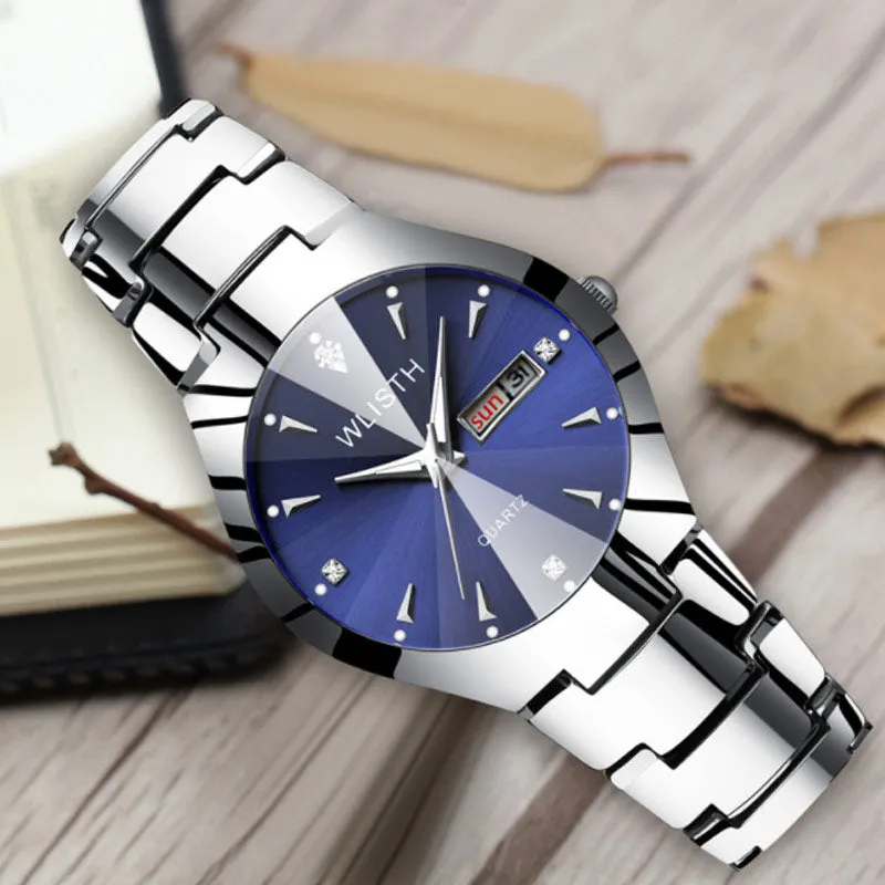 wlisth Men's Watch Fashion Men's Watch Couple Watch Luminous Waterproof Steel Band Watch Ladies Watch