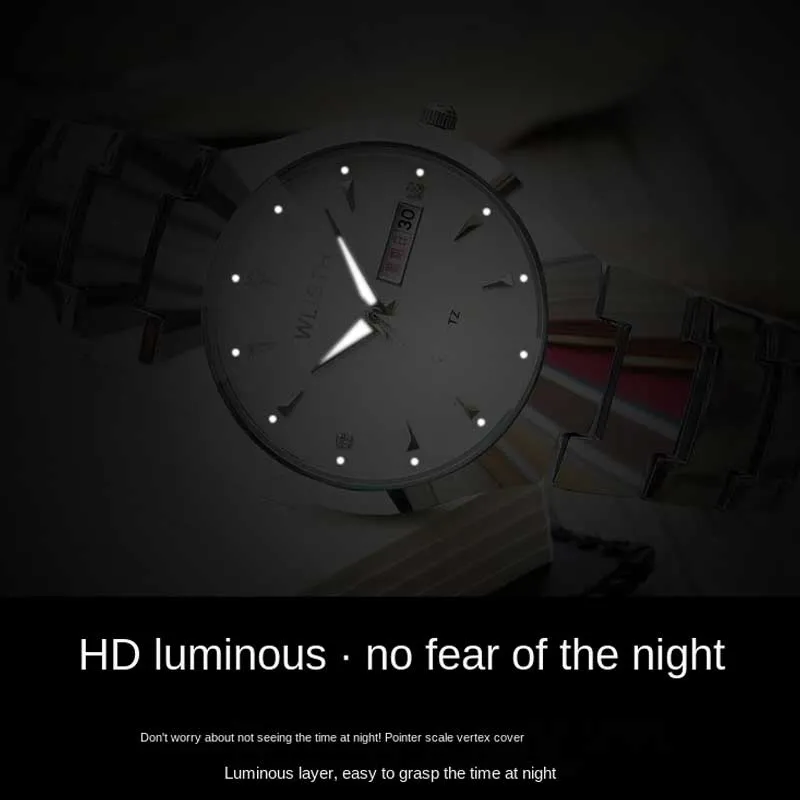wlisth Men's Watch Fashion Men's Watch Couple Watch Luminous Waterproof Steel Band Watch Ladies Watch