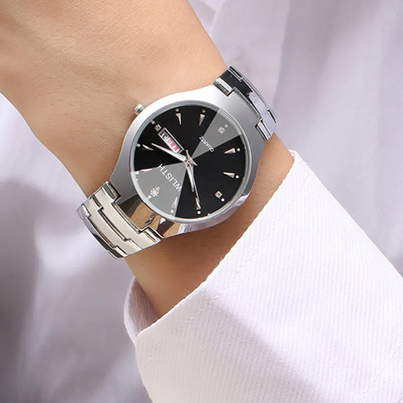 wlisth Men's Watch Fashion Men's Watch Couple Watch Luminous Waterproof Steel Band Watch Ladies Watch