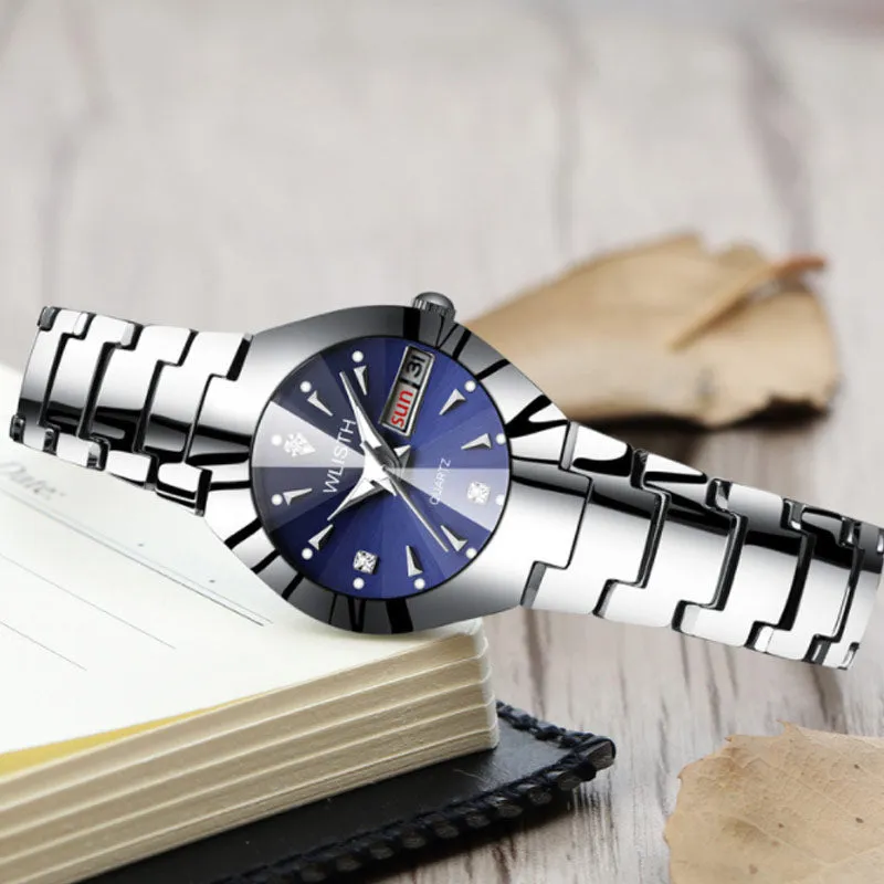 wlisth Men's Watch Fashion Men's Watch Couple Watch Luminous Waterproof Steel Band Watch Ladies Watch