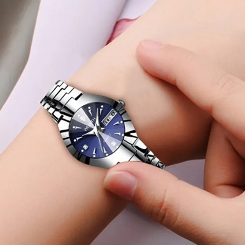 wlisth Men's Watch Fashion Men's Watch Couple Watch Luminous Waterproof Steel Band Watch Ladies Watch