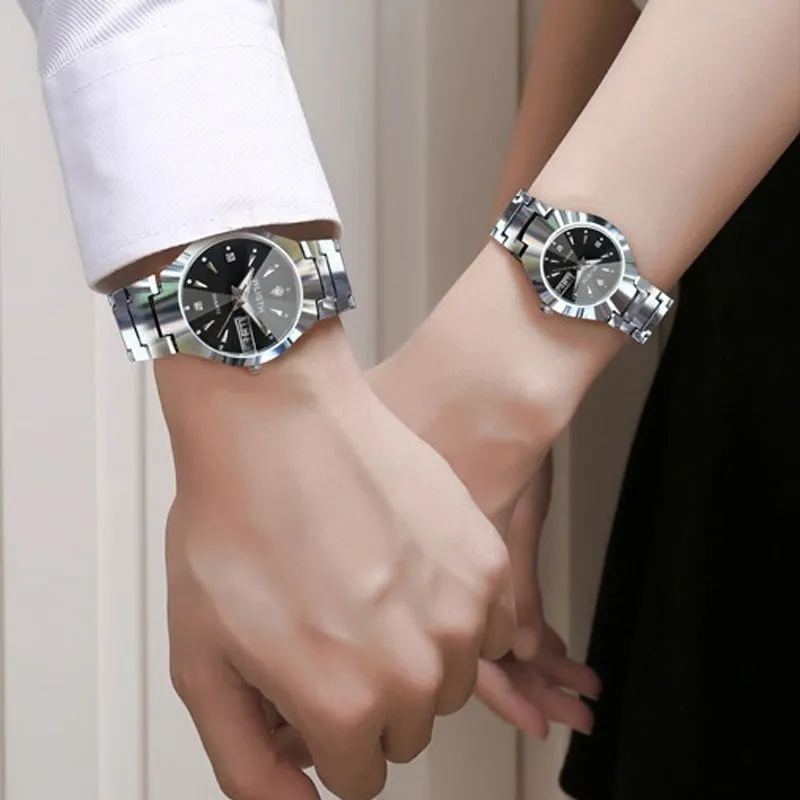 wlisth Men's Watch Fashion Men's Watch Couple Watch Luminous Waterproof Steel Band Watch Ladies Watch