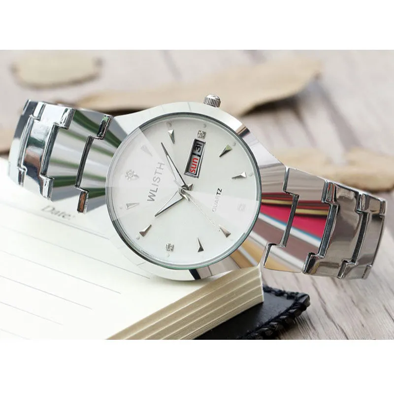wlisth Men's Watch Fashion Men's Watch Couple Watch Luminous Waterproof Steel Band Watch Ladies Watch