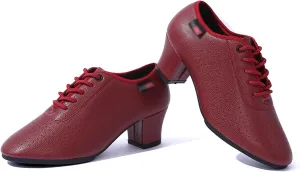 Womens Ballroom Dance Shoes Fashion Lace-up Dance Shoes Rubber Sole Non-Slip Breathable Outdoor Performance Party Dance Shoes Latin Dance Shoes (Color : Red-5CM/1.96In, Size : 7)