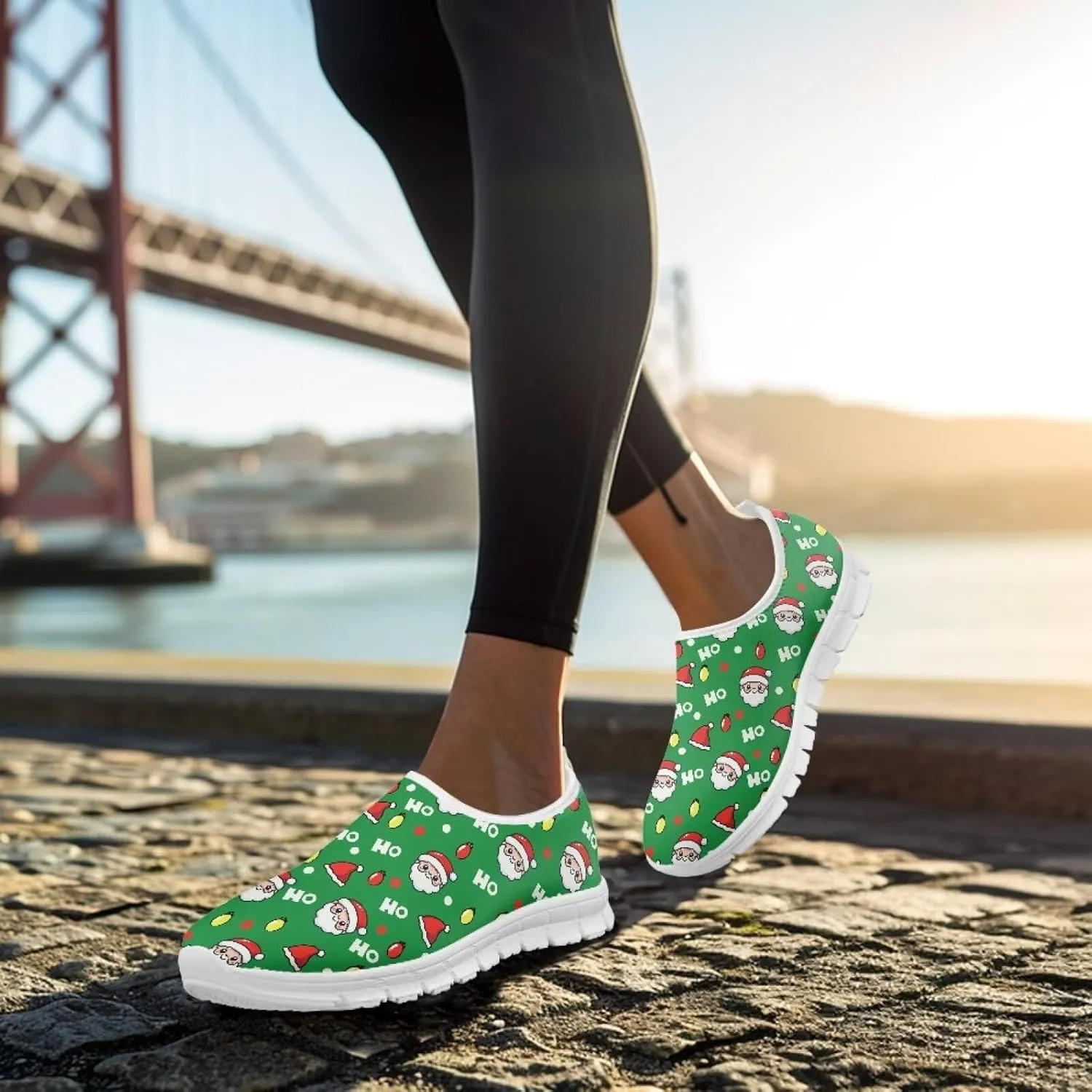 Women's Christmas Sneaker Casual Low Top Cozy Shoes Slip On Lightweight Anti-Skid Workout Walking Sneaker for Women US 5.5-11.5
