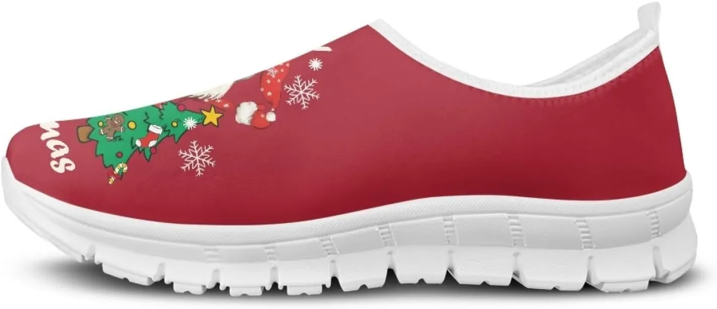 Women's Christmas Sneaker Casual Low Top Cozy Shoes Slip On Lightweight Anti-Skid Workout Walking Sneaker for Women US 5.5-11.5