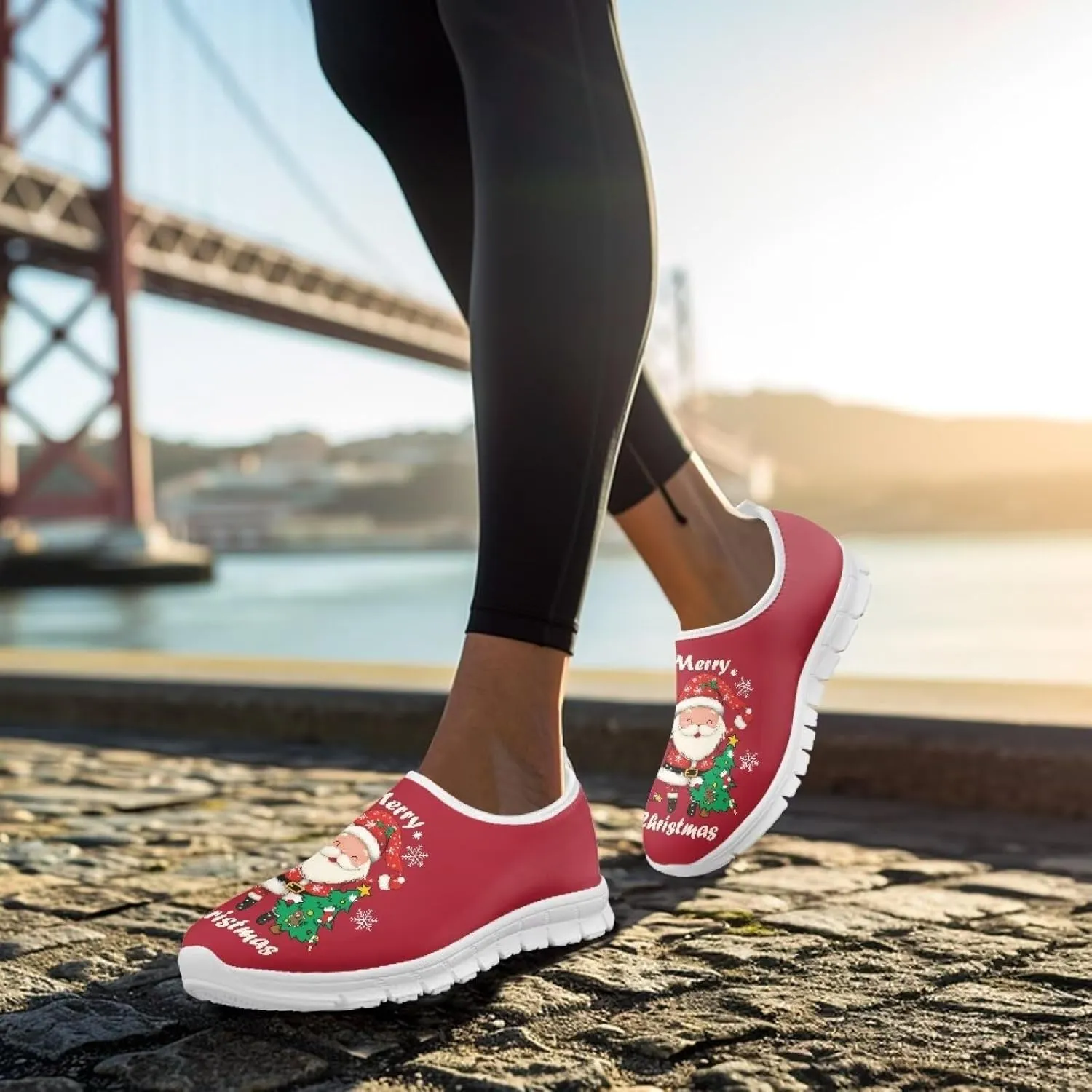 Women's Christmas Sneaker Casual Low Top Cozy Shoes Slip On Lightweight Anti-Skid Workout Walking Sneaker for Women US 5.5-11.5