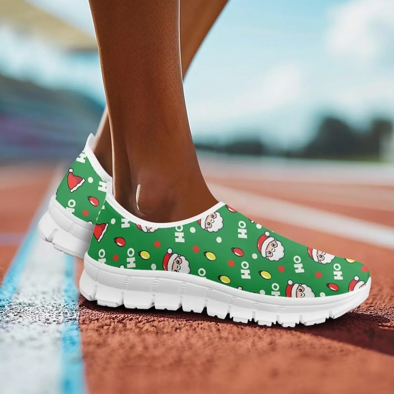 Women's Christmas Sneaker Casual Low Top Cozy Shoes Slip On Lightweight Anti-Skid Workout Walking Sneaker for Women US 5.5-11.5