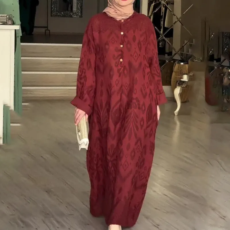 Womens Graceful Long-Sleeve Maxi Dress