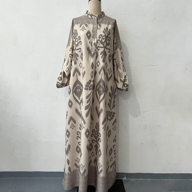 Womens Graceful Long-Sleeve Maxi Dress