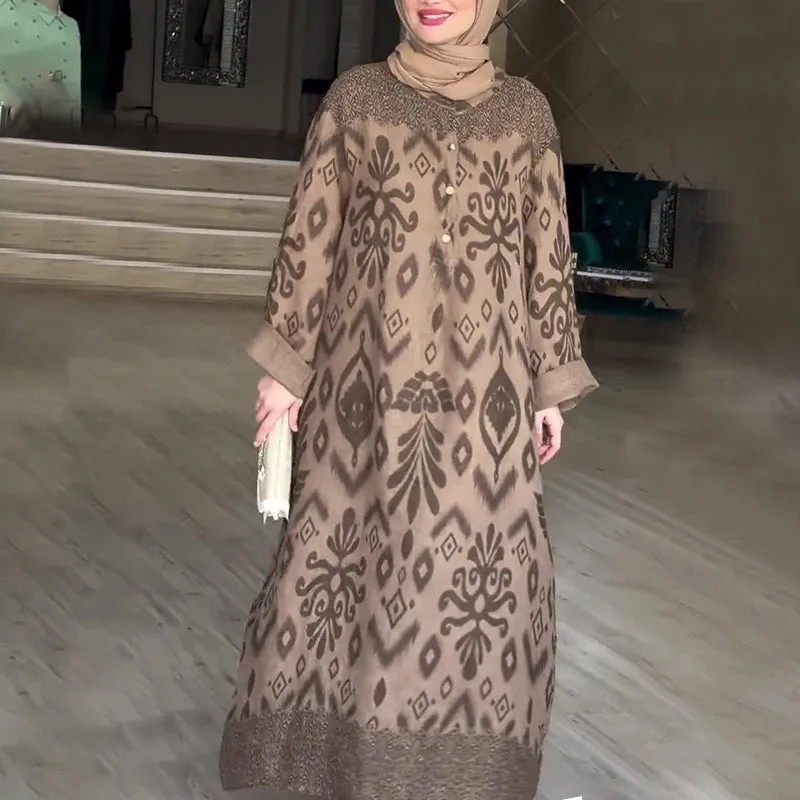Womens Graceful Long-Sleeve Maxi Dress