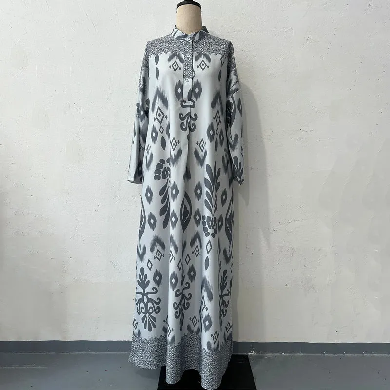 Womens Graceful Long-Sleeve Maxi Dress