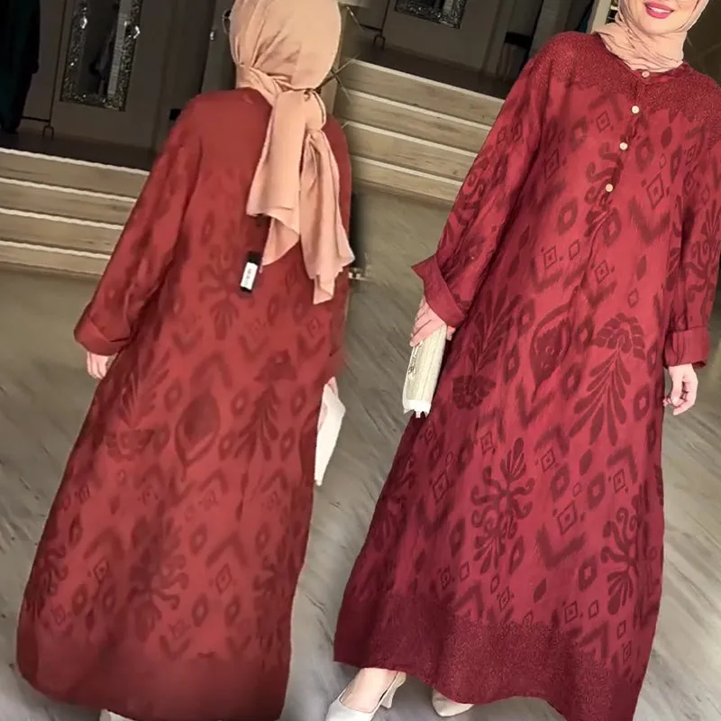 Womens Graceful Long-Sleeve Maxi Dress